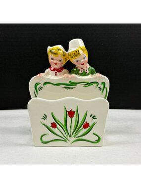 Vintage Shafford Tulip Tyme Dutch Boy & Girl Napkin Holder